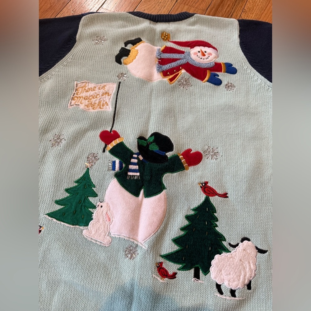 Vintage Quacker Factory Holiday/Winter Sweater/Cardigan Snowman Women’s Size S - Picture 9 of 13